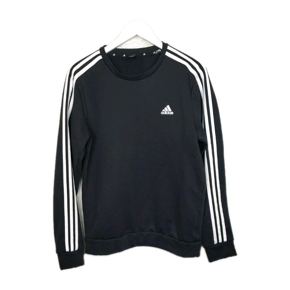 Adidas 3 Stripe Crew Sweatshirt Black Size Medium